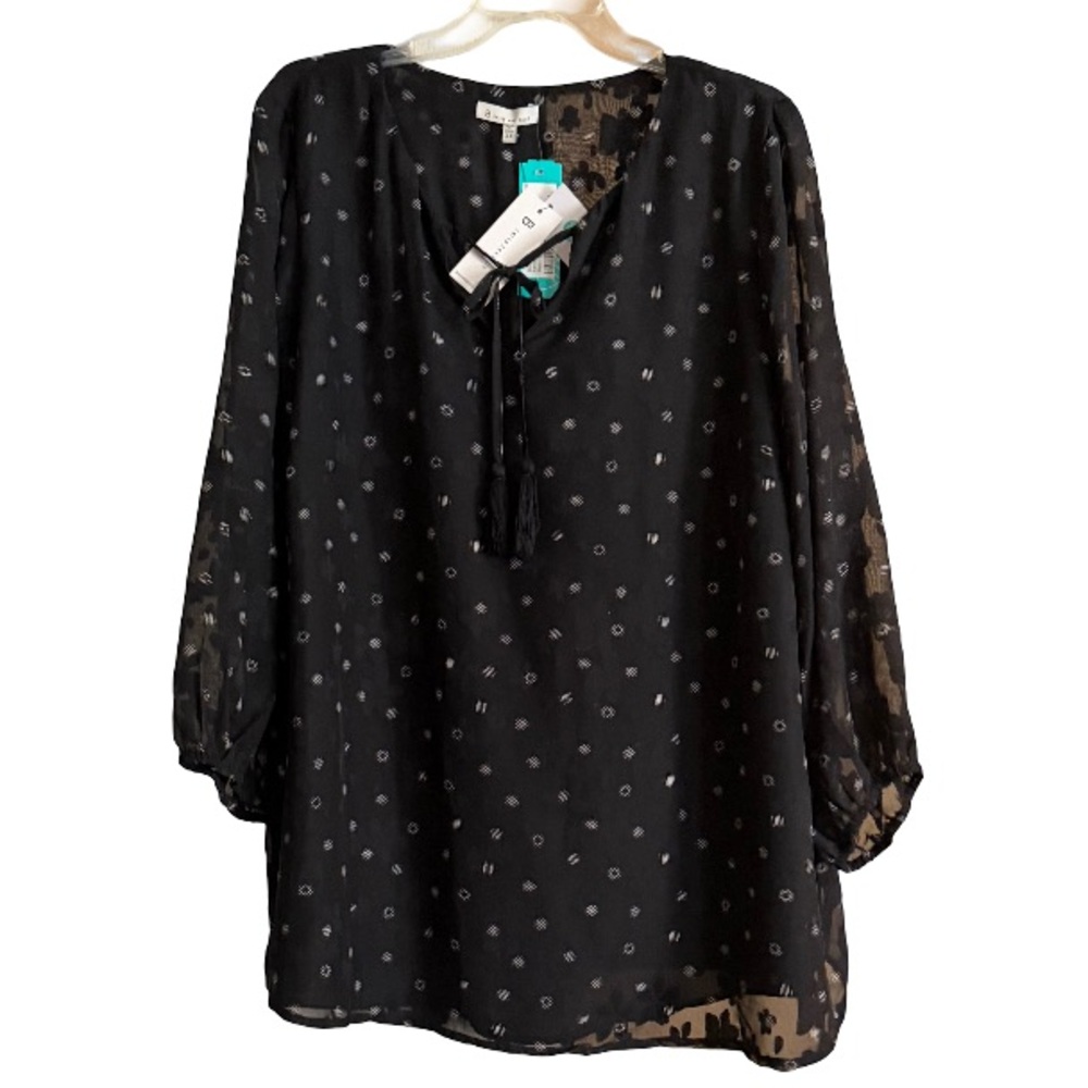 Skies Are Blue Black Polka Dot Blouse NWT Size 1X - Picture 2 of 8